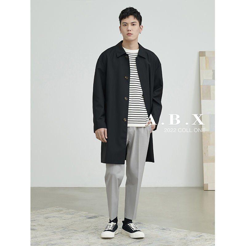 Men's Khaki Mid-Length Cityboy Trench Coat for Larger Sizes