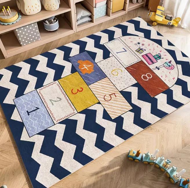 Cartoon Pattern Game Area Carpet Provides Cute Game Carpet Washable Floor Mat for Living Room Bedroom Game Room Home Decoration
