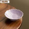 Ru Kiln Purple Lotus Petal High Foot Fruit Dishes Aesthetic Pastry Plate Food Storage Tray Household Hospitality Dishes Craft