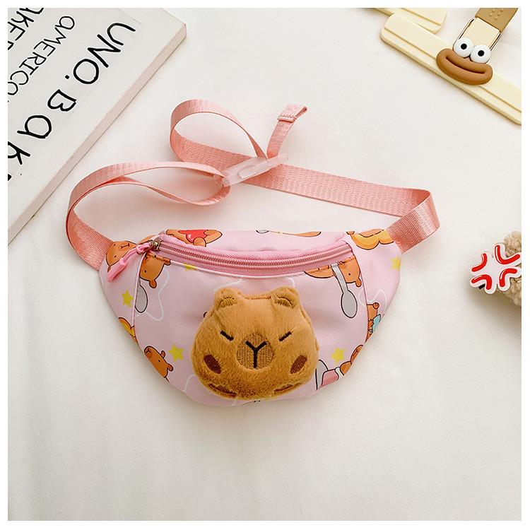 Printed Capybara Plush Crossbody Chest Bag Children Cartoon Leisure Waist Pack