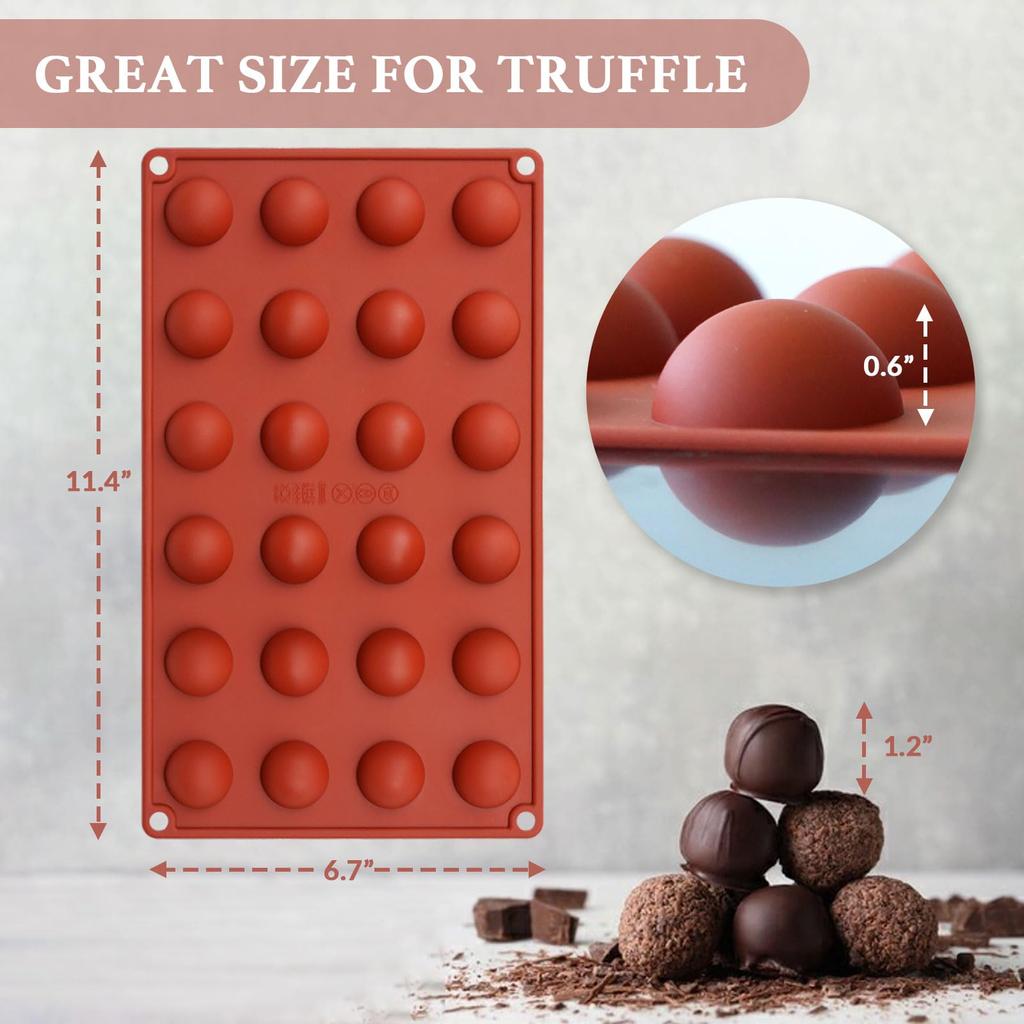 Halbkugelform Silikon Klein Schokolade 24 Vertiefungen Kreisförmig Trüffel Schokolade Gelee Eiswürfelform Antihaft Halbkugelform