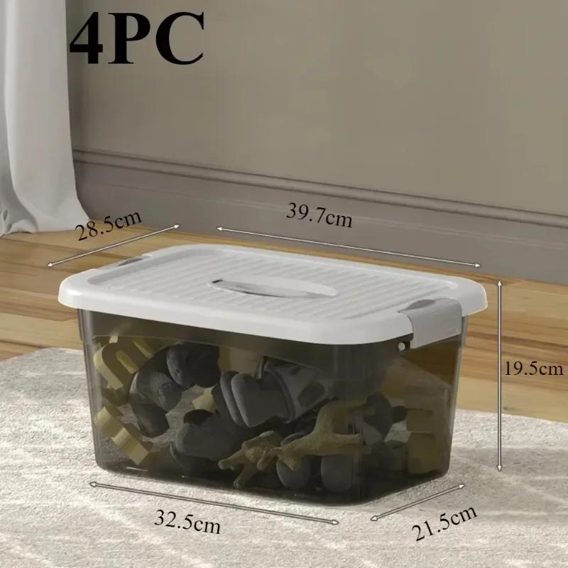 

23QT Storage Box with Lid Storage Containers Household Reinforced High Load-bearing Transparent Visible Sealed Stable StorageBox