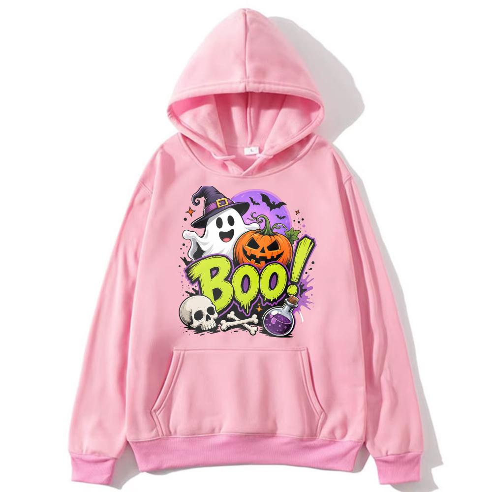 Boo Halloween Ghost Pumpkin Hoodie Unisex Fashion Casual Wear Witch Ghost Skull Potion Motif Bold Spooky Art Warm Autumn Sweater