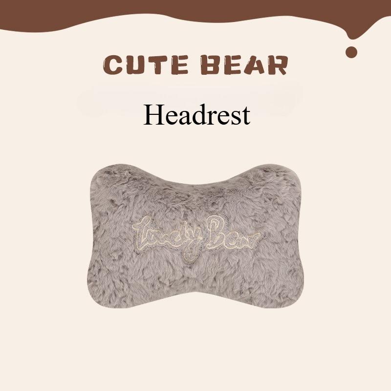 Cartoon 3D Bear Universal Car Seat Cushion Covers Plush Backrest for Autumn Winter Warm Cute Designed Seat Accessories