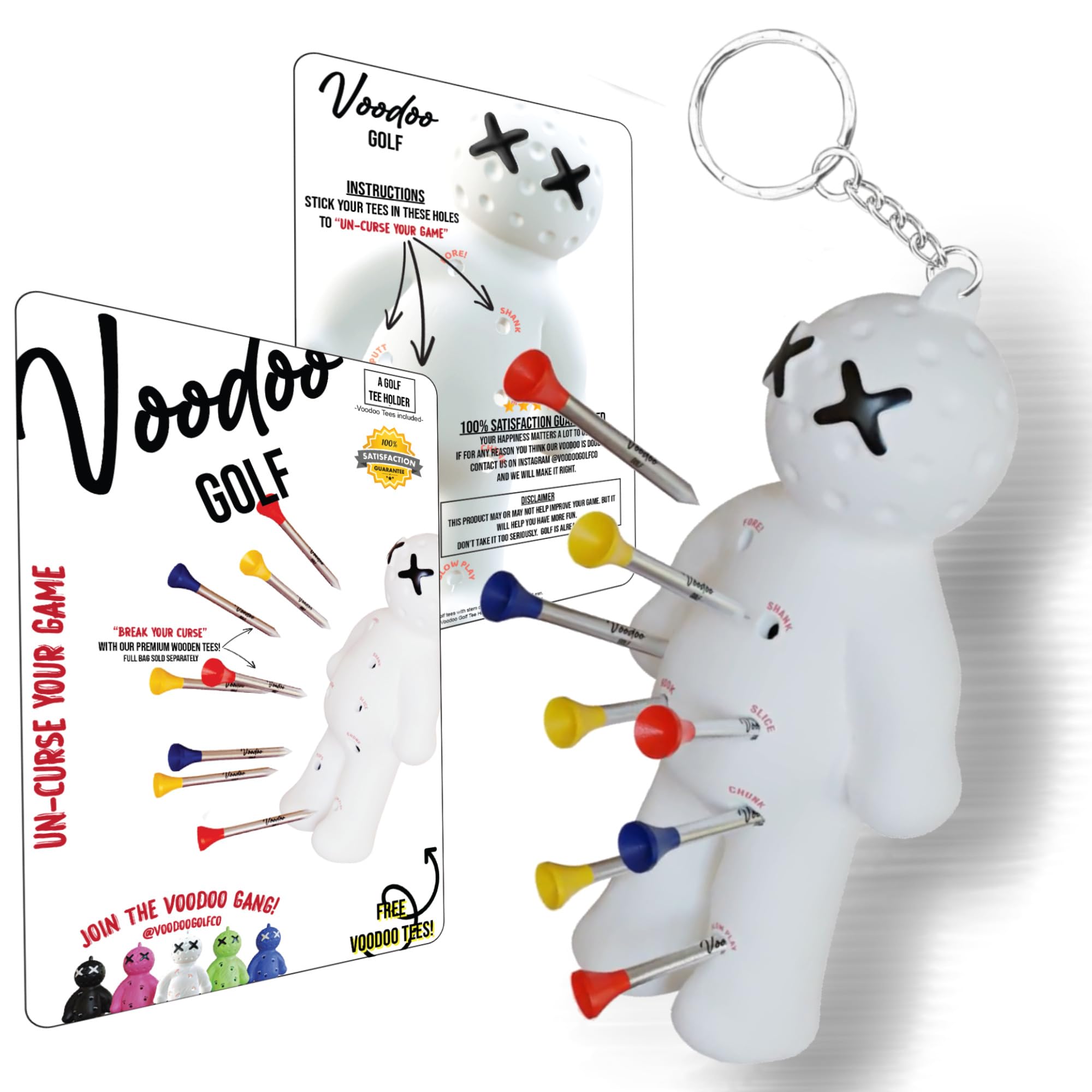

Voodoo Golf Tee Holder, Holds 8 Tees, Unique Golf Accessory with a Voodoo Doll Motif (White)