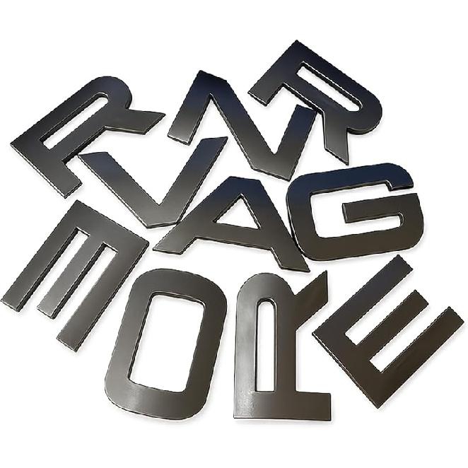 Car Emblem 3D Letters, Material ABS Car Badges & Emblems for Front Grille & Tailgate | Glossy Silver Sports Line Replacement Compatible with Matte ash