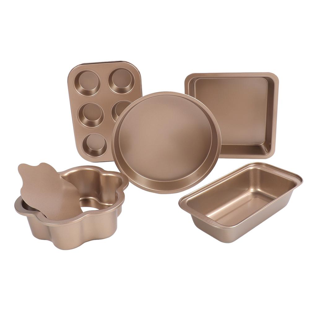 6pcs Bakeware Set Loose Bottom Carbon Steel Anti Stick Baking Pans Set for   Muffin Pizza