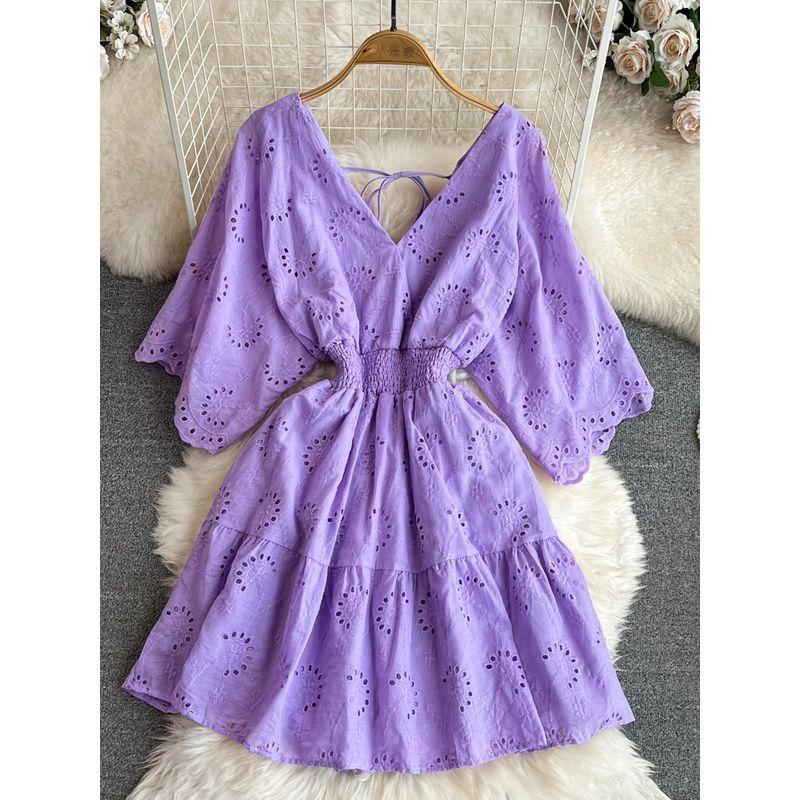 Summer Fashion A- line Embroidered Seaside Holiday Beach Dress