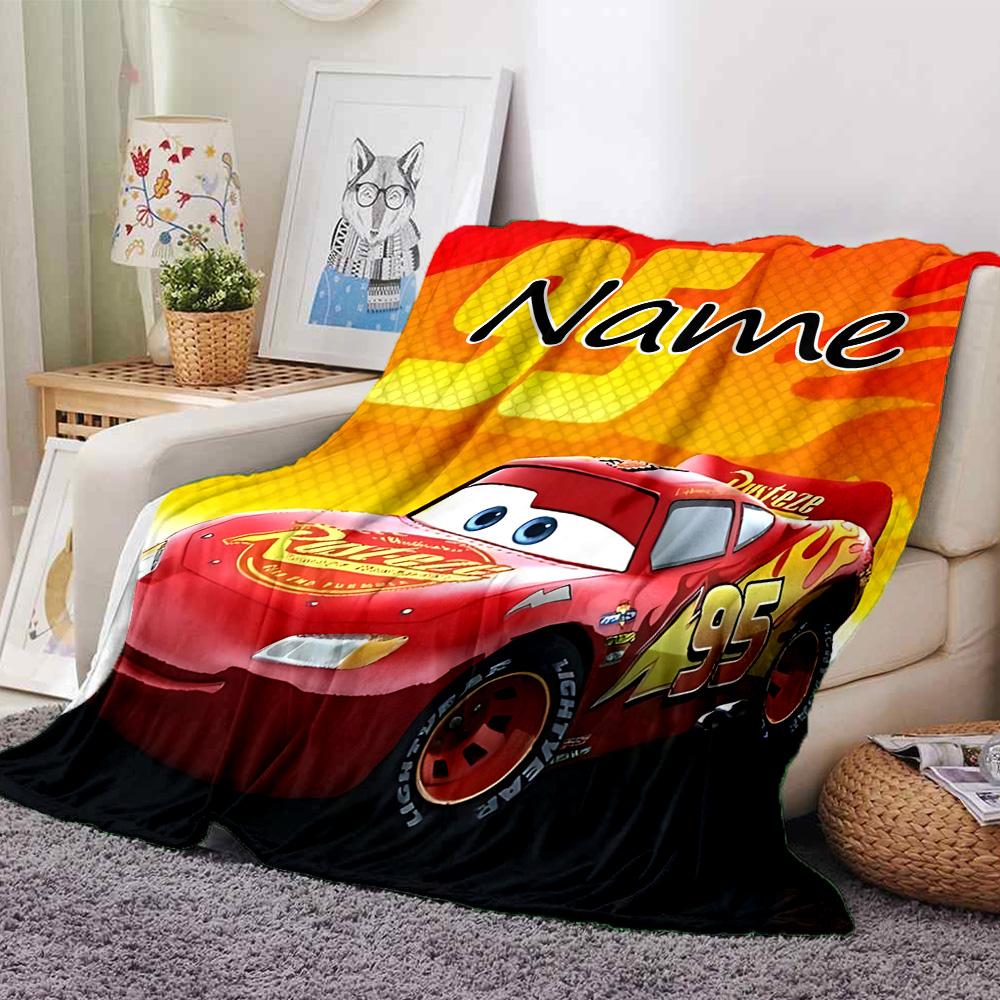 Custom Name Mcqueen Mater Adventure Flannel Blanket for Super Soft Cute Comfort Blanket for Travel Bedding Couch Sofa Blanket