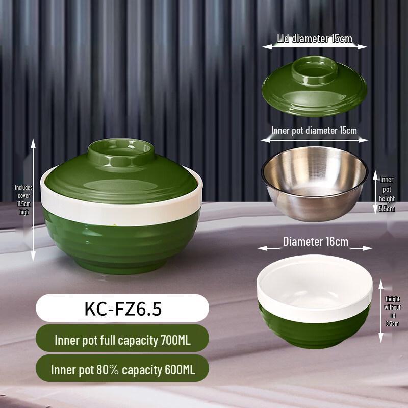 Ruhan 6.5-inch Striped Melamine Soup Bowl with Lid, Set of 4