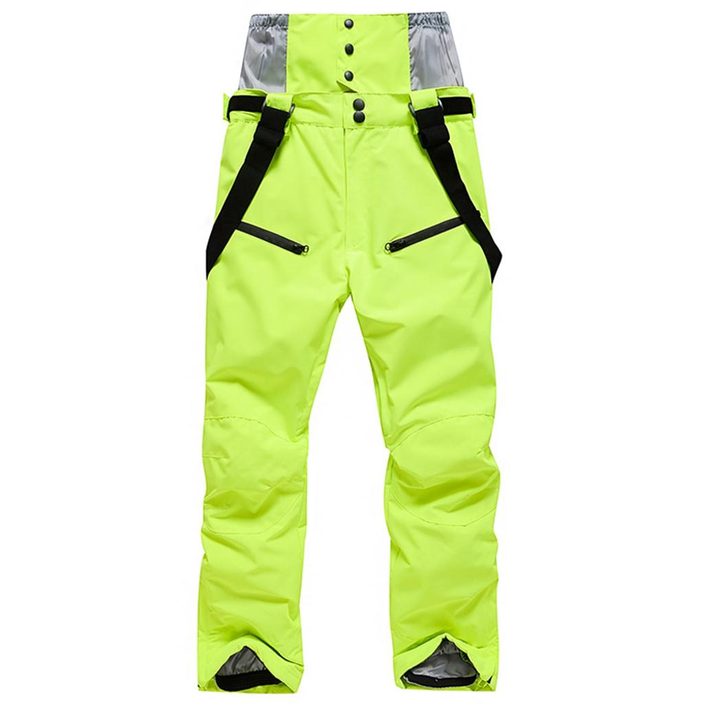 LOKIPONG Snowboard Pants for Men and Thermal Fleece Windproof and with Shovel and Fluorescent Size XS Women, Lining, Waterproof, Suspenders, Green,