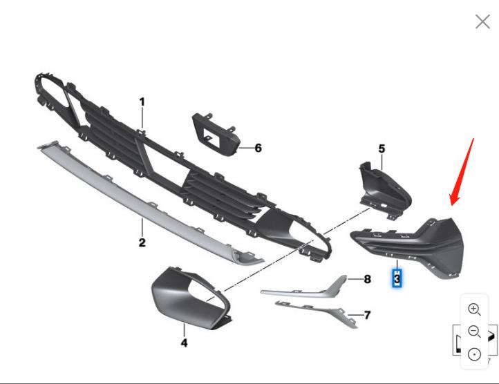 For BMW 3 Series G20 Front Bumper Grille Closure (51117464205, 51117464206)