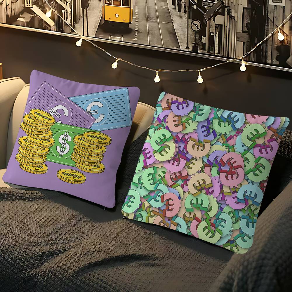 Cartoon Currency Pillow Case Removable Washable Cushion Cover – All-Season Soft Linen