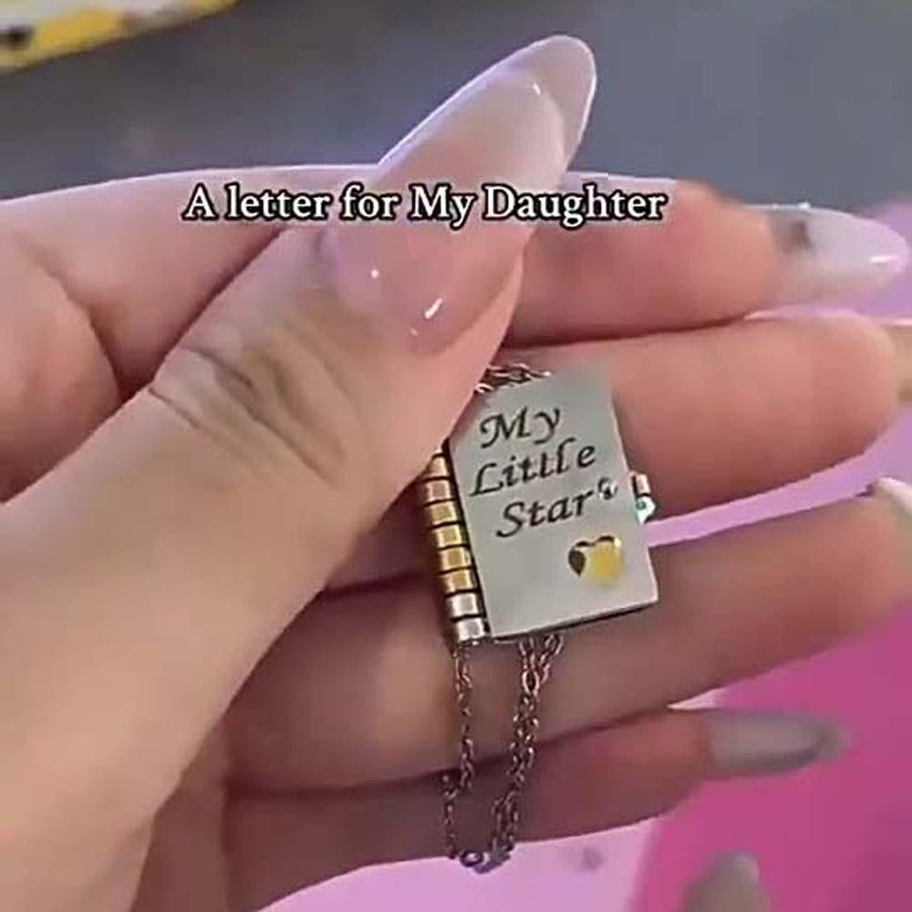 Stainless Steel Book Necklace for Daughter Titanium Steel Girls Text Locket  Jewelry Accessories