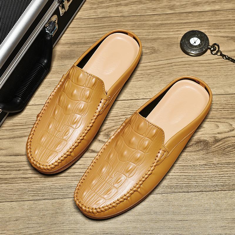 2025 Summer Lazy Casual Single Shoes Mesh Breathable Half Tray Fashionable and Simple Men Wear Bag Head Drag with One Foot