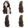 Clip in Half Headband Wig Korean Style Long Wavy Curly  Hair Gray Wide Knit Headband Wig  Party