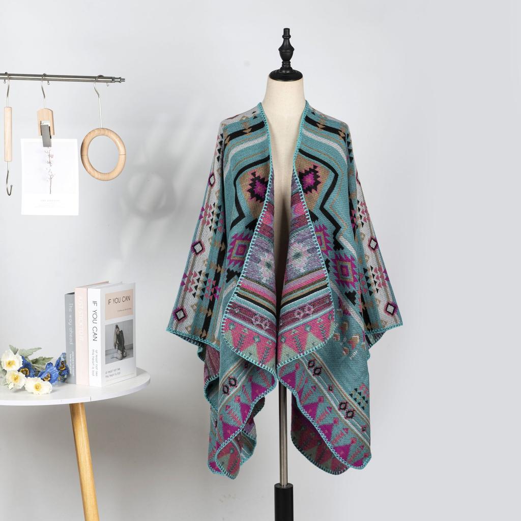 Double-Sided High-End Retro Exotic Ethnic Style Shawl With Women'S Scarf Women'S Simple Warm Cape