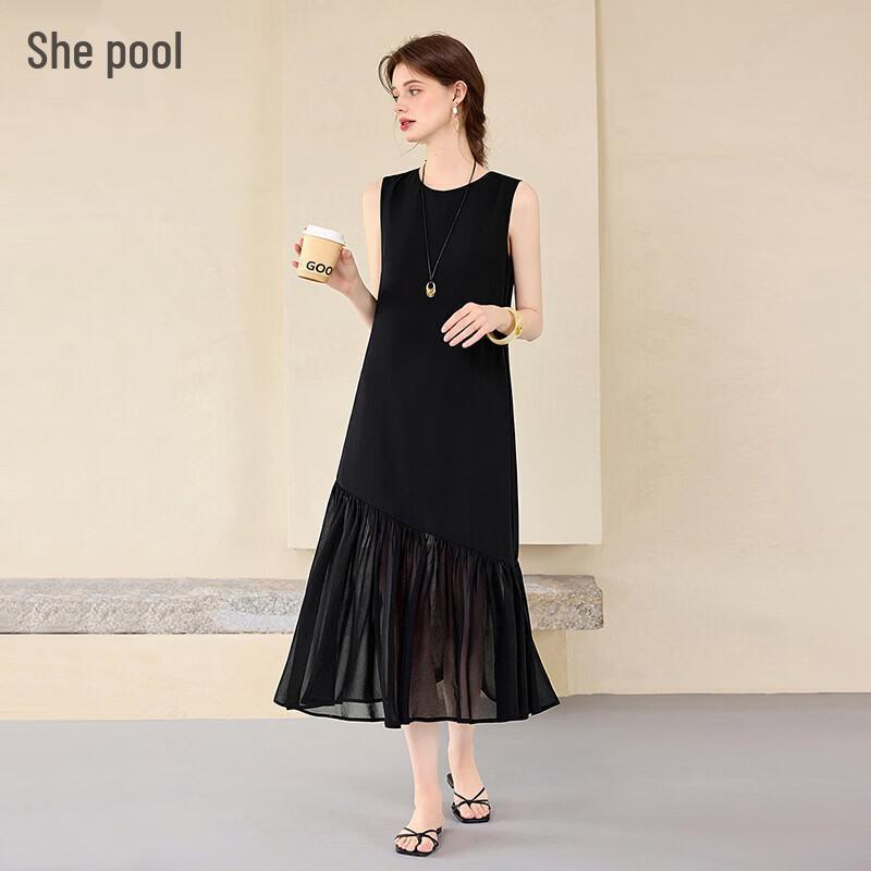 Hepburn Style Elegant Mesh Panel Little Black Dress S