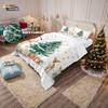 3pcs Merry Christmas Cute Deer Printed Core Free Down Duvet Cover Multi Sized Bedroom Holiday Bed Decor Machine Washable