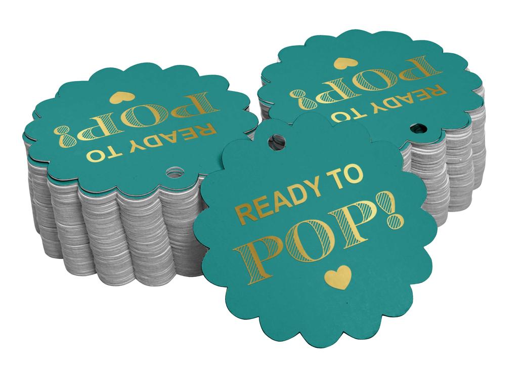Inkdotpot Ready To Pop Baby Shower Bottle Tag Real Gold Foil Favor Hang Tags Pack Of