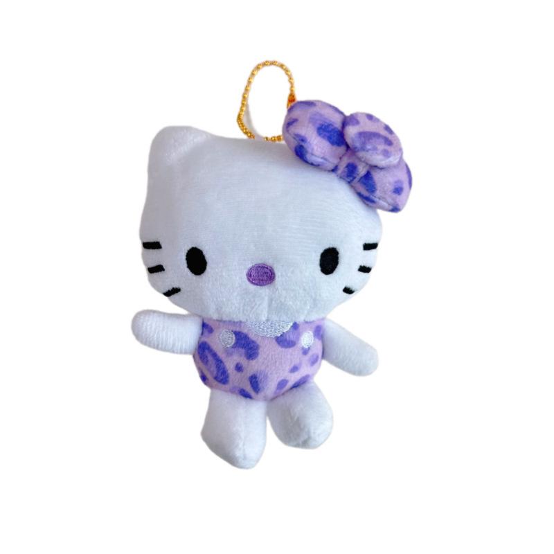 Adorable Japanese Leopard Print Cat Plush Keychain Cute Cartoon Kt Doll Accessory Gift фиолетовый