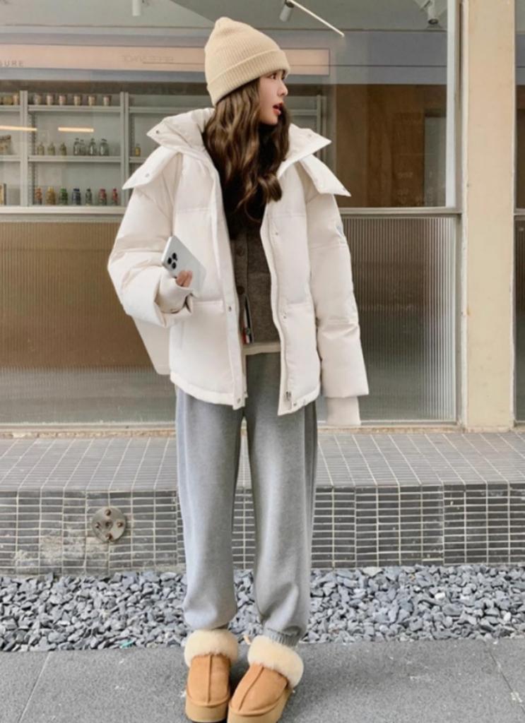 Down Padded Jacket with Short Outerwear for Fall and Loose Korean Perfect for Commuting and School [newsight] Women's Coat, Hood, Length, Winter,