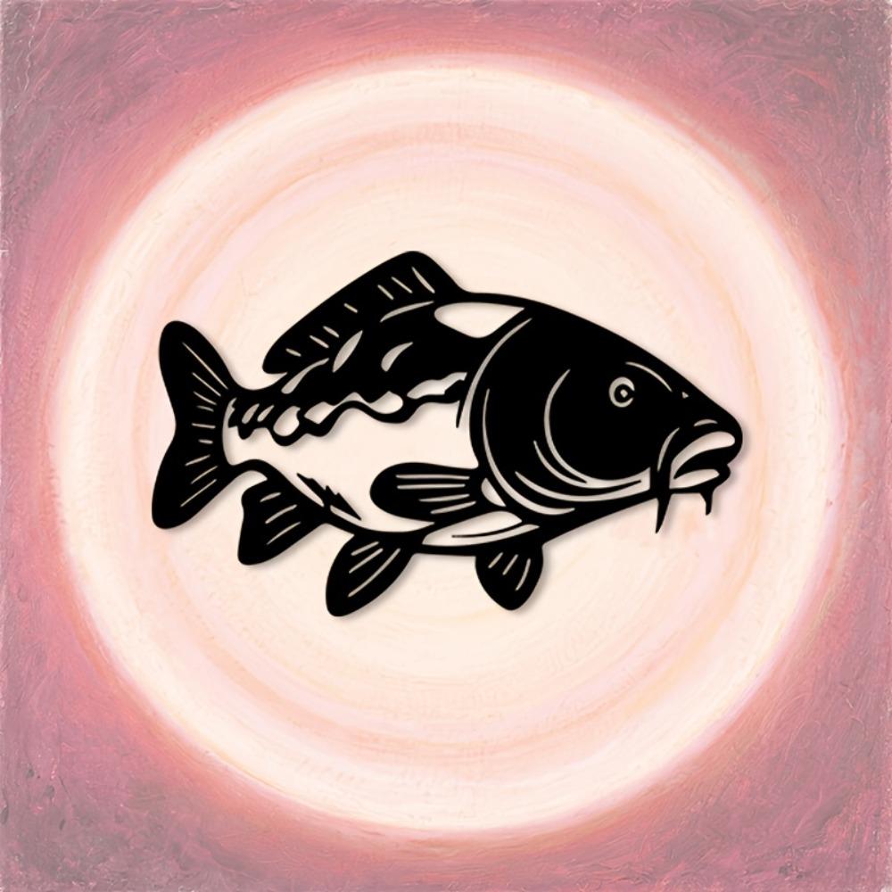 Wrought Iron Carp Fish Wall Art 1pc Metal Sculpture Mural Garden Living Room Zoo Corner Decor Christmas Gift Nature Lover