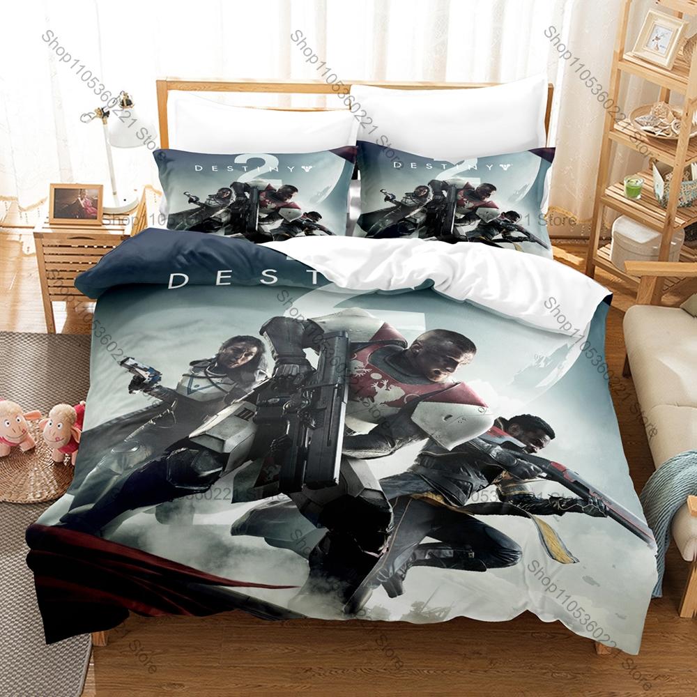 Destiny 2 Guardian Hunter Titan Warlock Space Alien Planet Sci-Fi Multiplayer Shooter Game Bedding Set Duvet Cover 2 Pillowcases