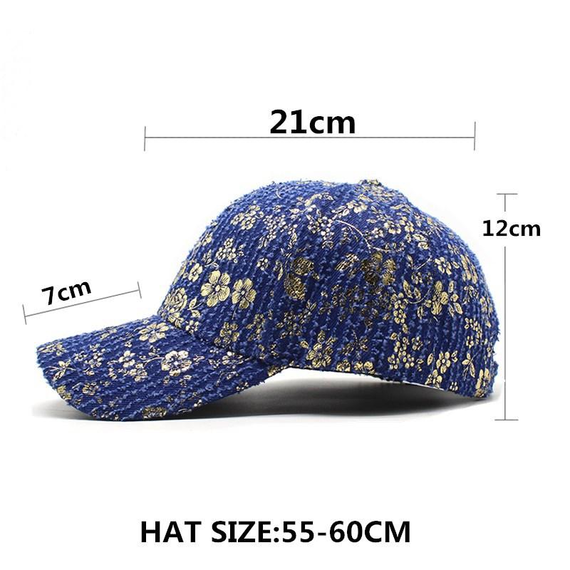 Peaked Cap Women'S Spring And Summer Retro Retro Bronzing Flower Denim Baseball Cap Outdoor Casual Sunshade
