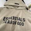 Double-Line Flocking Essentials High Street Letter Hoodie - Casual Loose Fit for Men & Couples