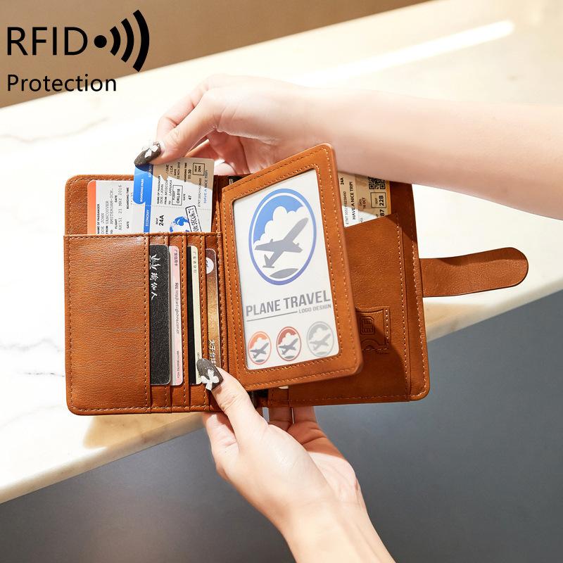 Travel Passport Wallet Women Man Card Holder RFID Blocking Credit Card ID Bag Plane Ticket Holder Multifunction Wallets