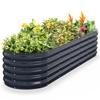 Raised Garden Bed Metal Galvanized Steel Oval Garden Bed 8x2x1.5 ft with 18-Inch Deep Open-Bottom Design for Outdoor Vegetable