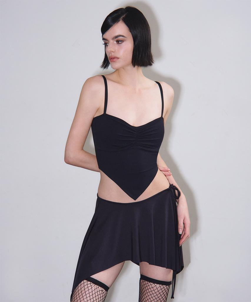 Binaj Asymmetrical Ruffle Skirt Cover-Up (Black)