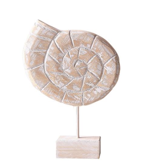 Figura de Madera Hecha a Mano Estilo Náutico de Playa Estrella de Mar/Caracola/Caballito de Mar Estatua de Mesa sobre Soporte para Hogar Casa del Lago Decoración Costera del Océano