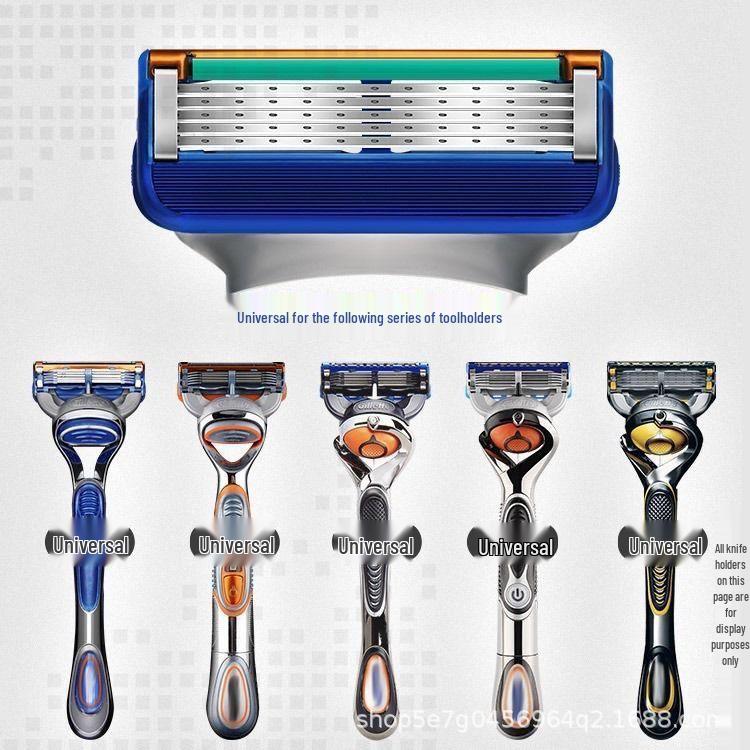 Premium Men's 5-Layer Blue Razor with Manual Blade Head