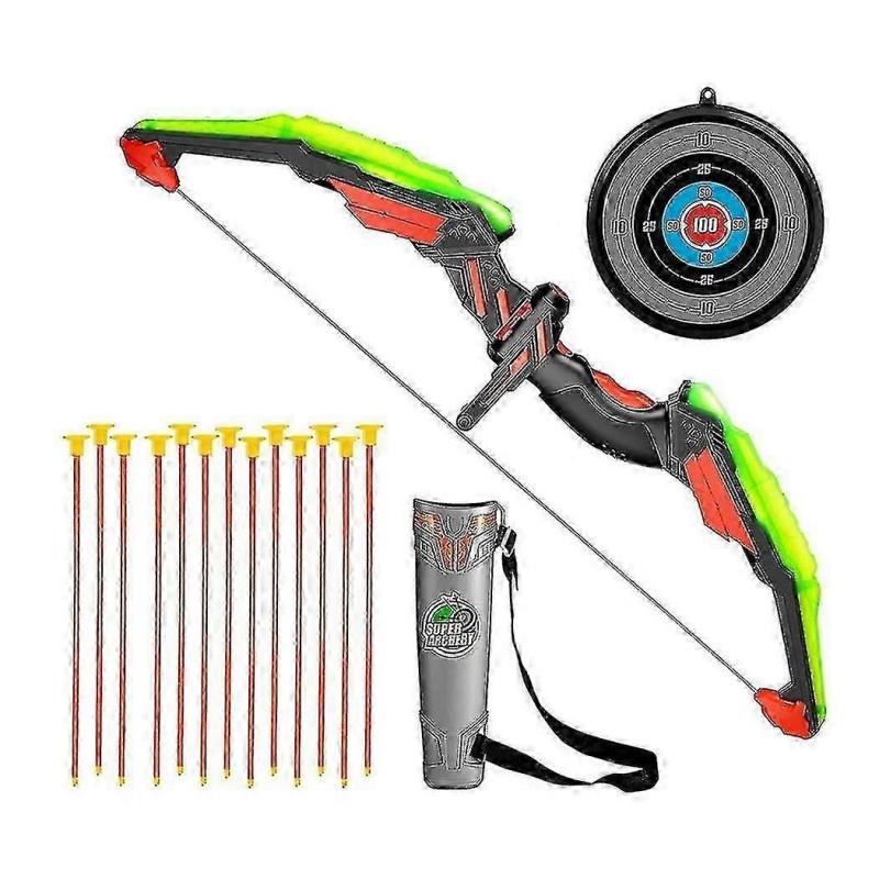Bow And Archer Set - Archery Toy Set - Led With 13 Suction Cup Arrows, & Quiver