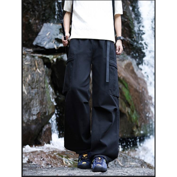 Cotton Cargo Pants Men High Street Loose Fit Jogger Trousers Casual Spring Autumn