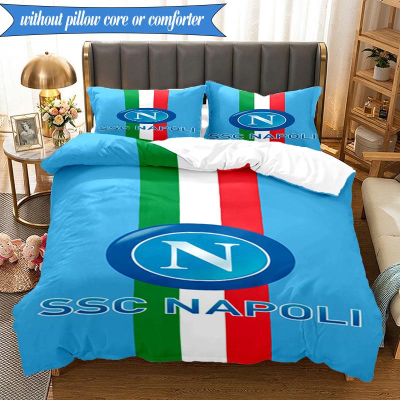 Set Lenzuola 3 Pezzi Blu Napoli Simbolo Energetico Stampa 2D (Include 1 Copripiumino + 2 Federe Senza Imbottitura), Decorazione camera da letto, Regalo ventilatore