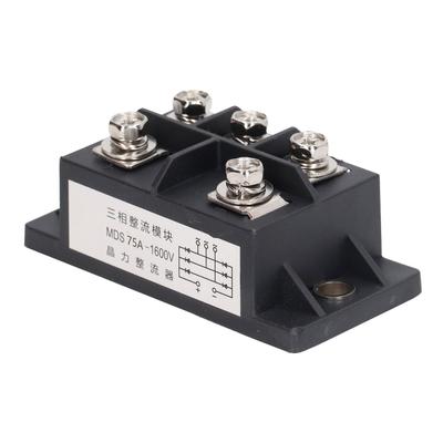 3 Phase Bridge Rectifier 75A 5 Terminal ABS Brass Heat Dissipation Diode Rectifier Power Module 1600