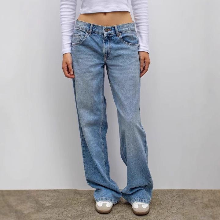 Women's Retro Leopard Star Patchwork Straight-Leg Jeans