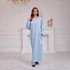 Women's Solid Color Long Sleeve Round Neck Hijab Muslim Robe