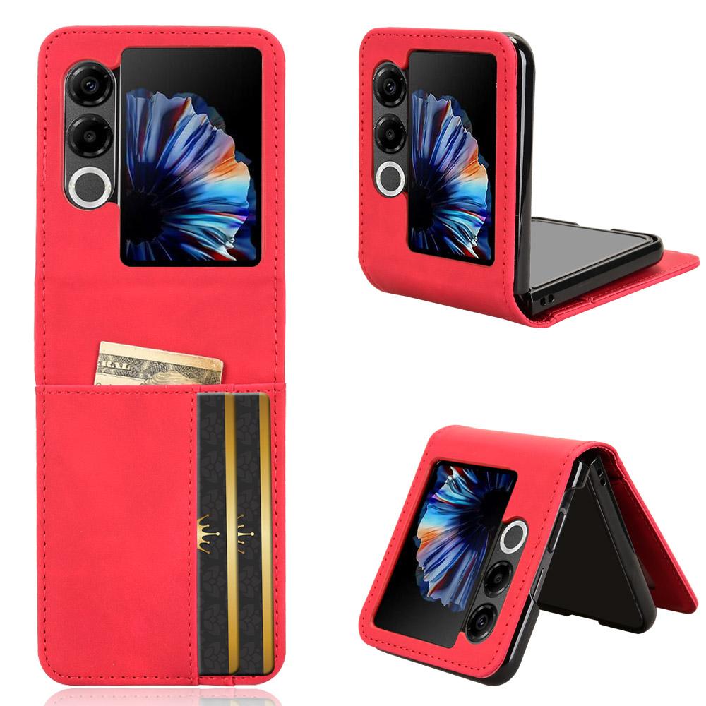 

For ZTE nubia Flip2 5G Leather Case Phone Wallet Cover with Multiple Card Slots Red