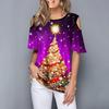 Summer Women's T-shirt Christmas Tree Printed Round Neck Loose Short Sleeve T-Shirt