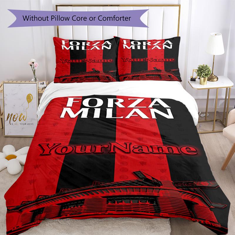 Ac Milan Personalizza il tuo nome Set Biancheria da Letto Copripiumino Traspirante con Federe Decorazione per la Casa Regalo di Compleanno