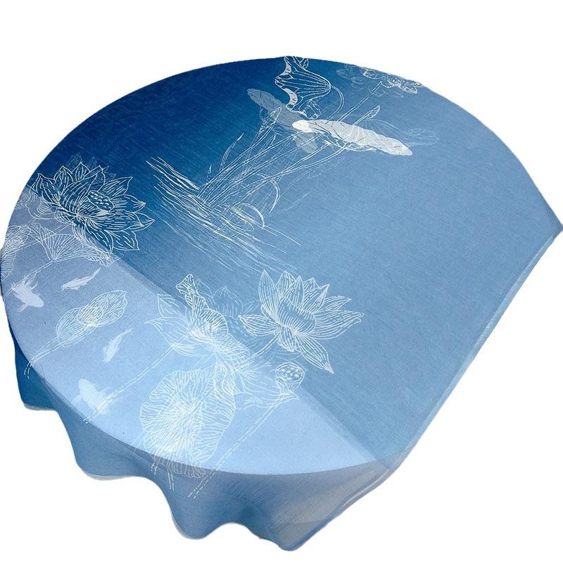 Spring And Autumn Retro Silk Wool Scarf Blue Gradual Change Imitation Blue Dye Batik Ethnic Style Shawl Warm Silk Scarf Women