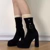Fashion Niche Retro Block Heel Skinny Booties Women's 2025 New Summer Heightened High Heels