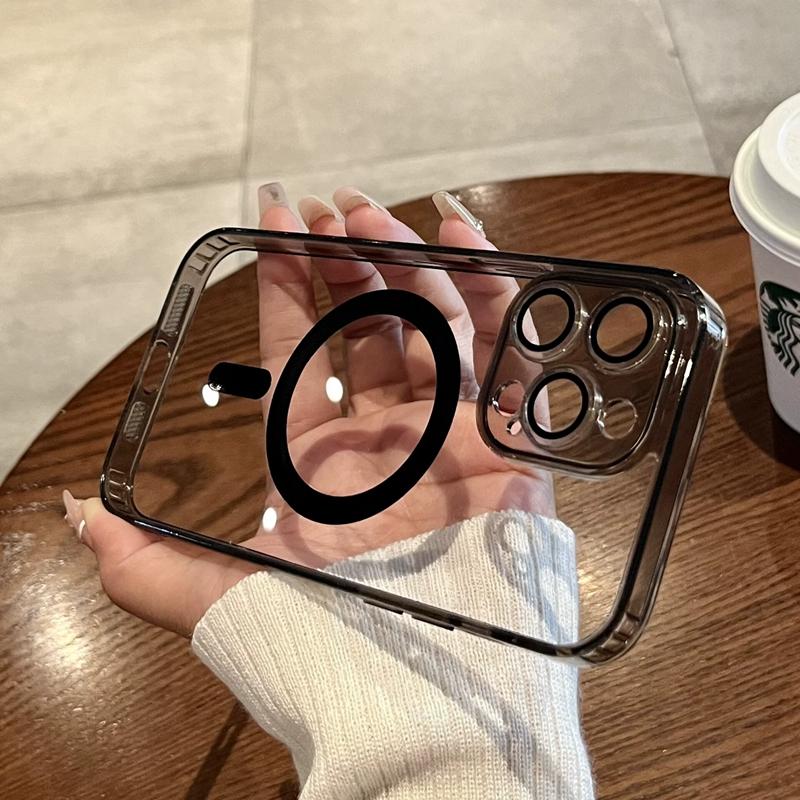Luxury Transparent Wireless Charging Magnetic Phone Case For iPhone 11 12 13 14 15 Pro Max Plus Magsafe Clear Bumper Cover