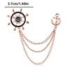 1PCS Rudder Anchor Brooches Luxulry Fashion Men Tassel Chain Zircon Suit Shirt Badge Brooches Jewelry Accessories Gifts