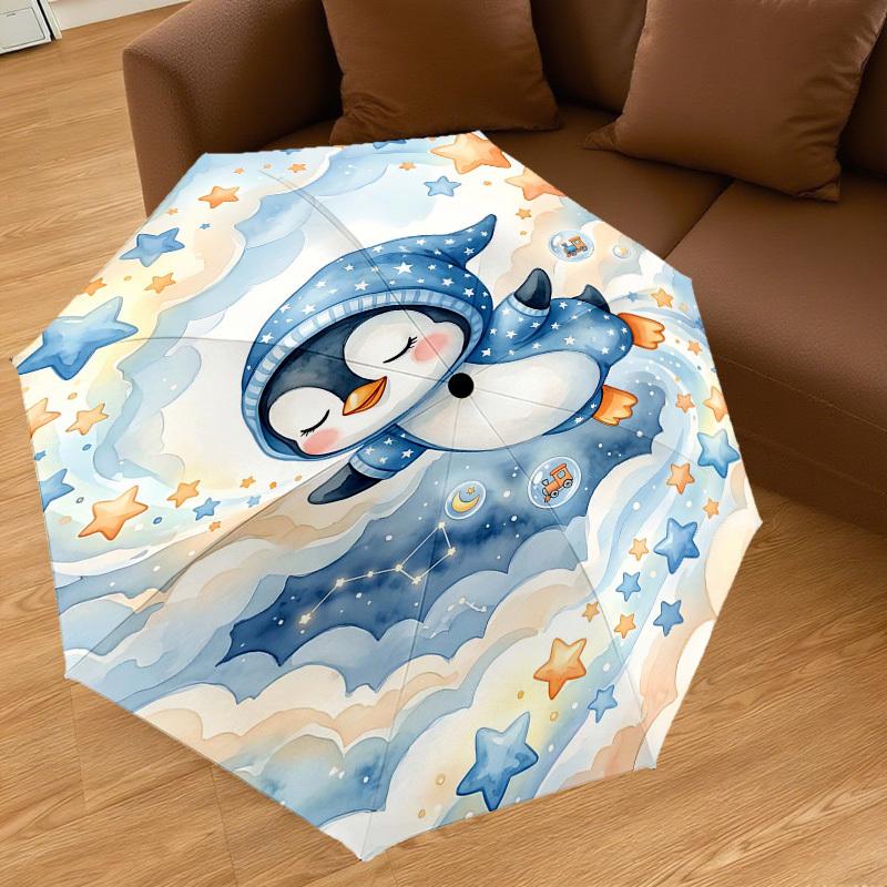 1PC Penguin Umbrella-8-Rib Reinforced, Automatic Open, Lightweight & Durable, Fashion Accessory for Outdoor, H0353