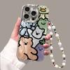 For Apple 16promax Mobile Phone Case 15pro Cute 14plus with Chain Lens Film 13 Feather Yarn 12